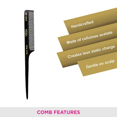 Vega Tail Hair Comb, for Women, Black (VC2HMBC-302) 2's - Hair Combs