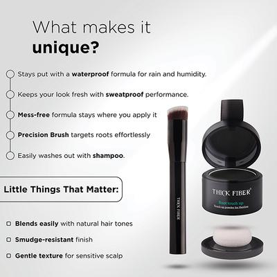 Thick Fiber Root Touch Up Powder - Black 4 gm - Clays & Mousses