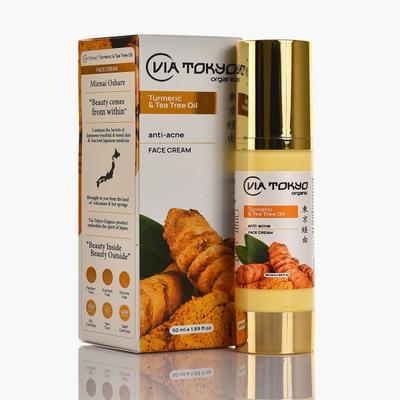 VIA TOKYO ORGANIC Turmeric & Tea Tree Oil Face Cream, Oil Balancing & Anti - Acne, No Sulphates, No Paraben 50 ml - Face Creams
