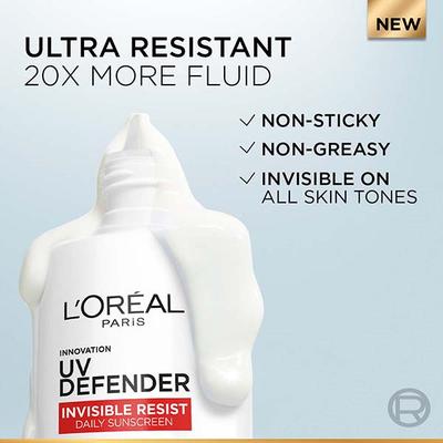 Loreal Paris Uv Defender Invisible Resist Daily Sunscreen SPF50 PA Lightweight 50 ml - Body Sunscreen