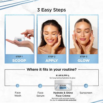 Streax Hydrate & Shine Serum Infused Face Cream Gel 50 g - Day Cream