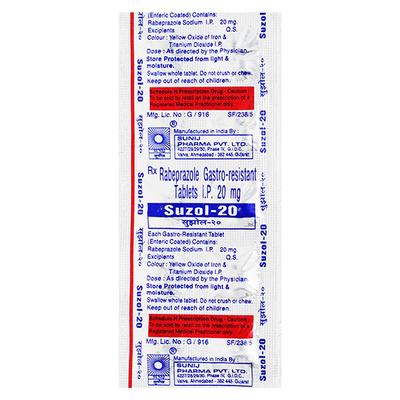 SUZOL 20 Tablet 10's - Ulcer/Reflux/Flatulence-Aaa
