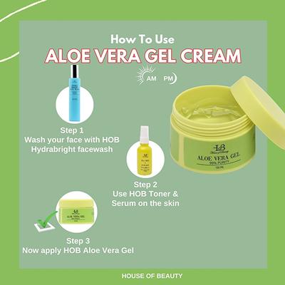 House of Beauty Pure Aloe Vera Gel-Sensitive, Acne Prone Skin Treats Eczema, Psoriasis 100ml - Face Moisturizers
