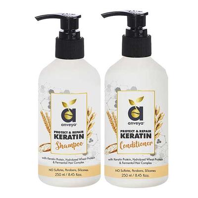 Anveya Protect & Repair Keratin Shampoo & Conditioner Combo 500 ml - Shampoos