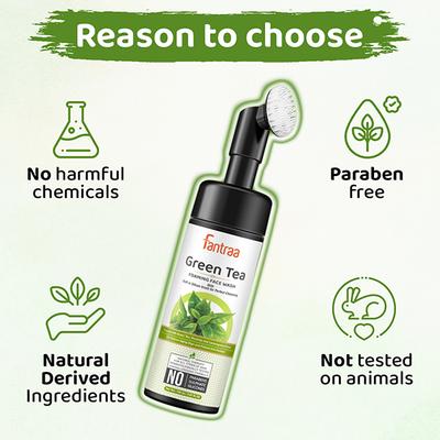 Fantraa Green Tea Foaming Face Wash with Built 150 ml - Face Wash & Cleansers