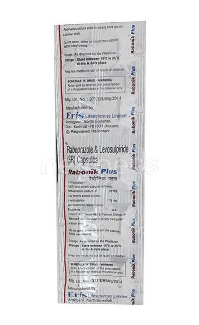Rabonik Plus 20mg Capsule 10'S - Ulcer/Reflux/Flatulence-Aaa