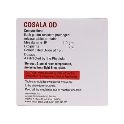 COSALA OD 1.2gm Tablet 10's - Ulcerative Colitis/Bowel Inflammatory Disease-GIT