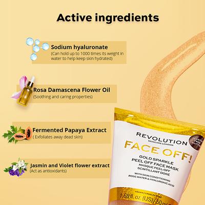 Revolution Skincare Gold Glitter Face Off Mask 50 ml - Masks & Peels