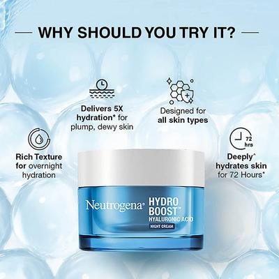 Neutrogena Hydro Boost Night Cream With Hyaluronic Acid For Overnight Hydrating Repair 50gm - Scrubs & Exfoliants