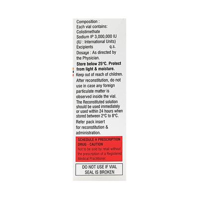 Colist 3Miu Injection 1's - Bacterial Infections-OAB
