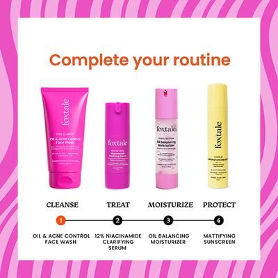 Foxtale Oil and Acne Control Face Wash - Fights Acne, Calms Skin, No Dryness 150 ml - Face Wash & Cleansers