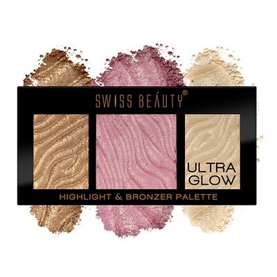 Swiss Beauty Ultra Glow Highlight And Bronzer Palette - (Shade-3) 12 gm - Highlighters & Illuminators
