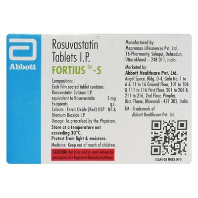 Fortius 5mg Tablet 10'S - High Cholesterol-Dys