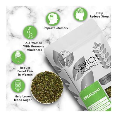 Sorich Organics Dried Leaves - Spearmint 100 gm - Herbal Dietary Supplement