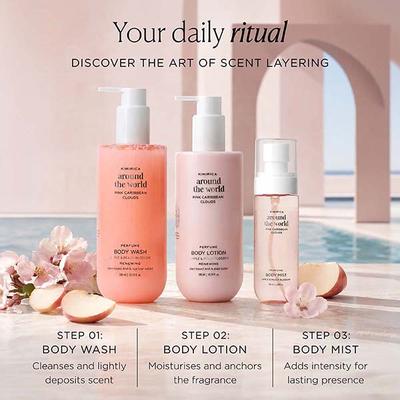 Kimirica Pink Caribbean Refreshing Shower Gel with Nourishing Olive Oil, All Skin Type 300ml - Shower Gels & Body Wash