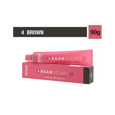 Streax Professional Argan Secrets Hair Colourant Cream Enriched with Argan Oil - Brown 4 90 gm - Crème