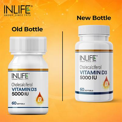 INLIFE Vitamin D3 5000 IU Cholecalciferol Softgels 60's - Multi-Vitamins