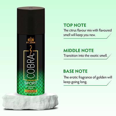 St.John Deo Cobra Sport Limited Edition Deodorant Long-Lasting Body Spray 150 ml - Men Deodorants/Roll-Ons