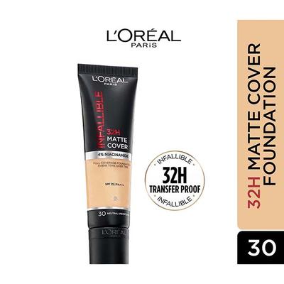 L'Oreal Paris Infallible 32H Matte Cover Liquid Foundation - 30 Neutral Undertone 30 ml - Foundation