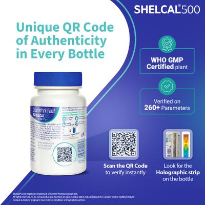 Shelcal 500 Calcium+Vitamin D3 Tablet 30's - Calcium And Minerals
