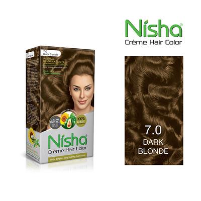 Nisha Creme Hair Color - 7.0 Dark Blonde 60 gm - Crème