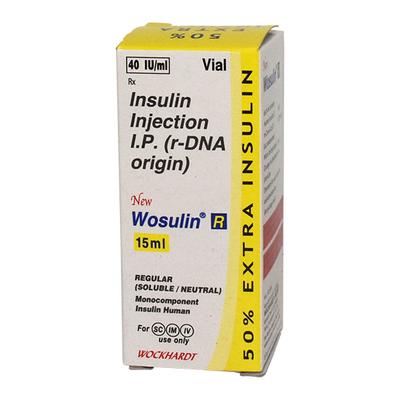 WOSULIN R NEW 40iu Injection 15ml - Diabetes-Ins