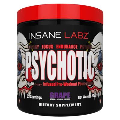 Insane Labz Psychotic Pre Workout Powder - Grape (35 Servings) 250 gm - Workout Essentials