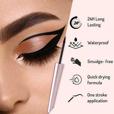 Half N Half Power Up Felt Tip Matte Eyeliner, 24H Long Lasting- Supreme Black 4.8 ml - Eyeliners