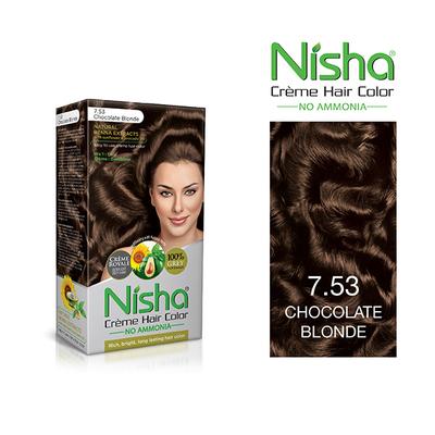 Nisha Creme Hair Color - 7.53 Chocolate Blonde 60 gm - Crème