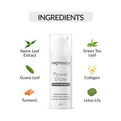 Protouch Power Glow Face Drops, Non-Sticky, Deep Hydrating Face Moisturiser with Korean Actives 30ml - Face Serum