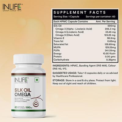 INLIFE Silk Oil Veg Omega 369 Capsules 60's - Omega Fish Oil Fatty Acids