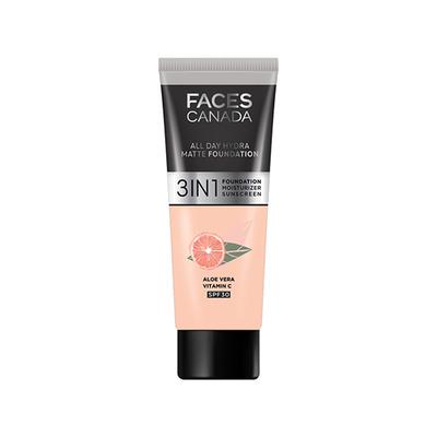 FACES CANADA 3in1 All Day Hydra Matte Foundation + Moisturizer + SPF 30 Rose Ivory 011 15 ml - Foundation