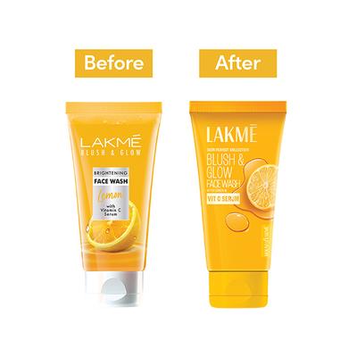 Lakme Blush and Glow Brightening Face Wash with Vitamin C Serum and Lemon Fruit Extracts 150 gm - Face Wash & Cleansers