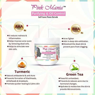 Passion Indulge Pink Mania Face Scrubb for Purifying and Oil Control Face with Aha Bha Acid All Skin Types 200 gm - Scrubs & Exfoliants