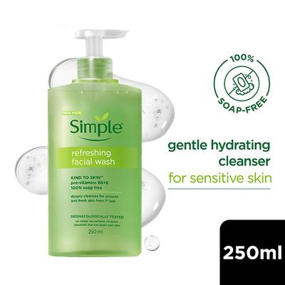Simple Refreshing Facial Wash, 100% Soap-Free Perfect for Sensitive Skin 250 ml - Face Wash & Cleansers
