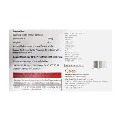 NIXITRAL ED 65 Capsule 10's - Fungal Infections-Anf