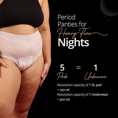 Carmesi Disposable Period Panties (L-Xl), 360 degree All-Night Protection for Super Heavy Flow 4's - Panty Liners