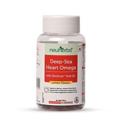 Neuherbs Deep-Sea Heart Omega Softgels - Lemon Flavour 30's - Omega Fish Oil Fatty Acids