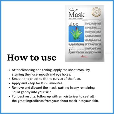 Ariul Seven Days Mask Aloe 20 ml - Sheet Masks