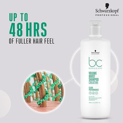 Schwarzkopf Professional Bonacure Volume Boost shampoo with Creatine for Fine Hair with Vegan Keratin 1000 ml - Shampoos