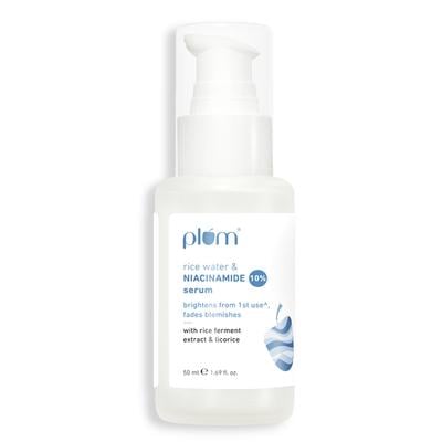 Plum Rice Water & 10% Niacinamide Face Serum - Brightens from 1st Use, Dermat-Tested 50 ml - Face Serum