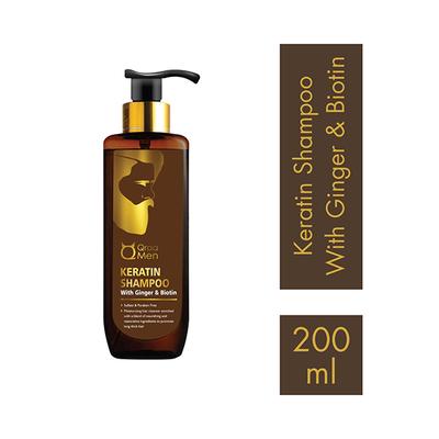 Qraamen Keratin Shampoo with Ginger and Biotin for Nourished and Thick Hair - Sulfate and Paraben Free 200 ml - Shampoos