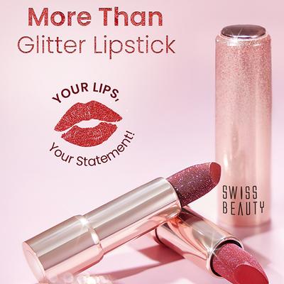 Swiss Beauty More Than Glitter Lipstick -Glimmer Coral 3 gm - Lipsticks