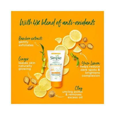 Simple Protect N Glow Vitamin C Glow Clay Scrub 150 gm - Scrubs & Exfoliants