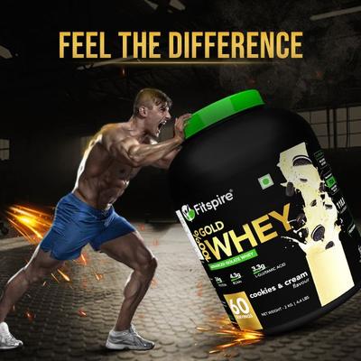 Fitspire Advanced Isolate Gold Whey Protein 60 Servings Cookie and Cream 2000 gm - Whey Proteins