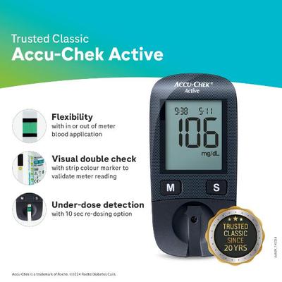 Accu-Chek Active Glucose Monitor with Free 10 Test Strips - Blood Glucose Monitors/Strips