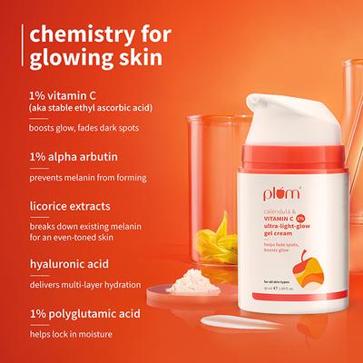 Plum 1% Vitamin C Ultra-Light-Glow Boosting Gel Cream with Alpha Arbutin & Polyglutamic Acid 50 ml - Face Creams