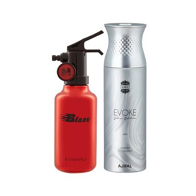 Maryaj Blaze EDP Citrus Aromatic Perfume And Ajmal Evoke Silver Edition Him Deodorant Spicy Floral Fragrance 300 ml - Men Perfumes (Edt/Edp)