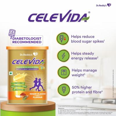 Celevida Diabetes Care Powder - Kesar Elaichi Flavour 400 g - Diabetes (Fitness)