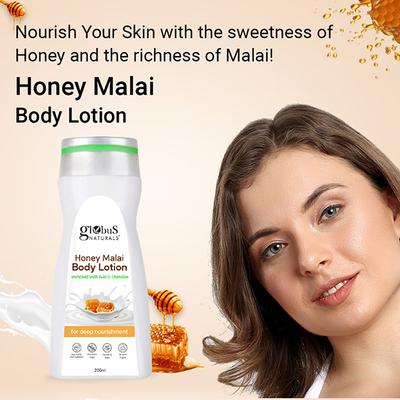 Globus Naturals Honey Malai Body Lotion, Enriched with Tulsi and Chandan, for Deep Nourishment, 200ml each 2's - Creams, Lotions & Oils